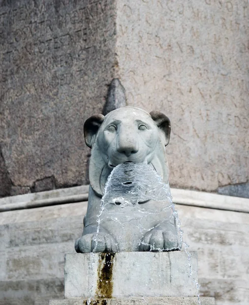 Lejonfontän Piazza Del Popolo Rom Italien — Stockfoto