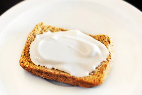 Whole Grain Bread Toast Cream Cheese — Stock Photo, Image