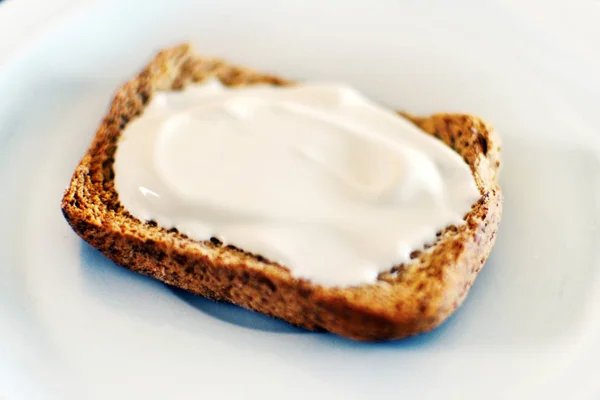 Whole Grain Bread Toast Cream Cheese — Stock Photo, Image