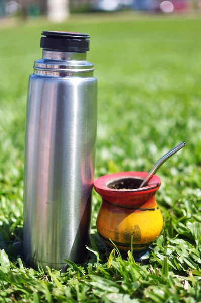 Yerba Dostum Içmek Termo Açık Havada Kullanıma Hazır — Stok fotoğraf