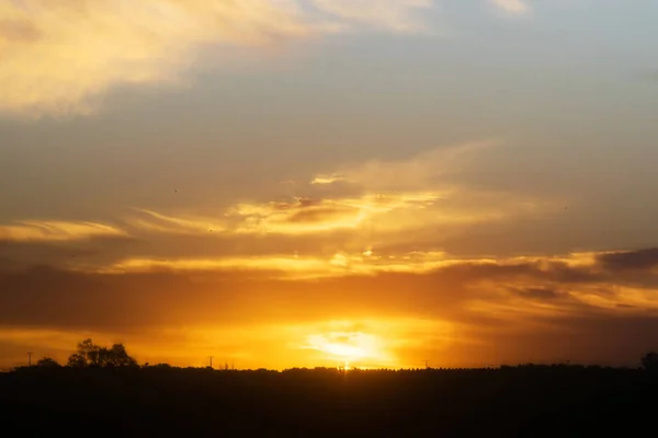 野原の夕暮れの田舎の光景 — ストック写真