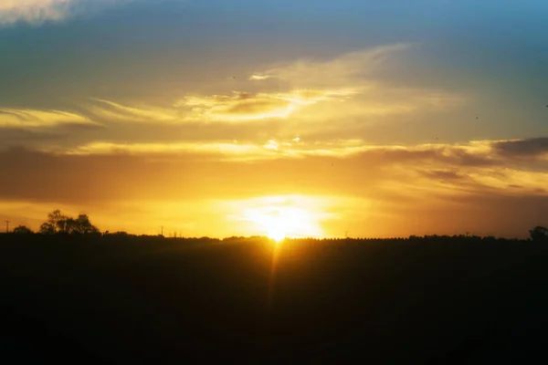野原の夕暮れの田舎の光景 — ストック写真