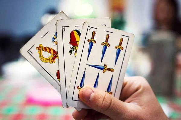 Spanish Game Cards Truco Typical Trick Game Latin America — Stock Photo, Image