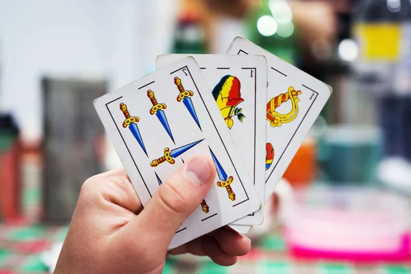 Spanish game cards Truco, a typical trick game in Latin America