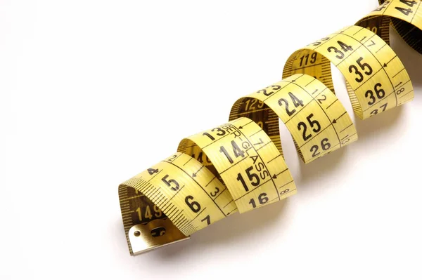 Measuring Tape Rolled White Background — Stock Photo, Image