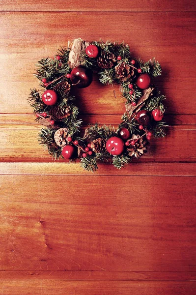 Weihnachtsschmuck Auf Holzgrund — Stockfoto