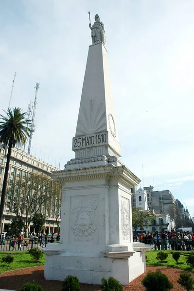 Maj Pomnik Piramidy Placu Plaza Mayo Buenos Aires — Zdjęcie stockowe