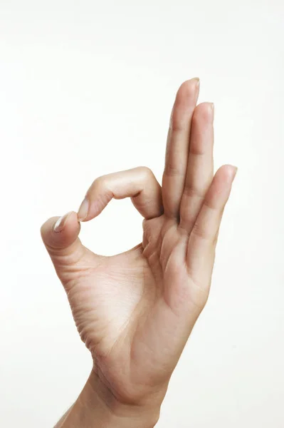 Знак Руки Белом Фоне — стоковое фото