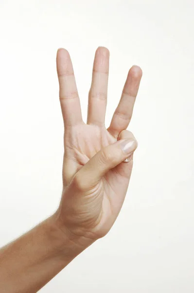 Знак Руки Белом Фоне — стоковое фото