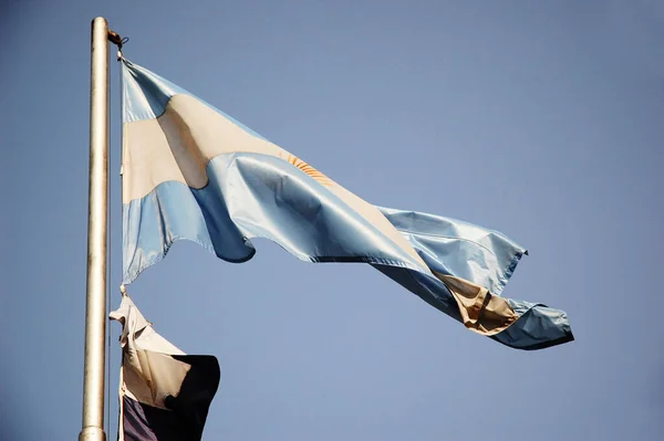 Bandera Argentina Ondeando Aire Libre — Foto de Stock