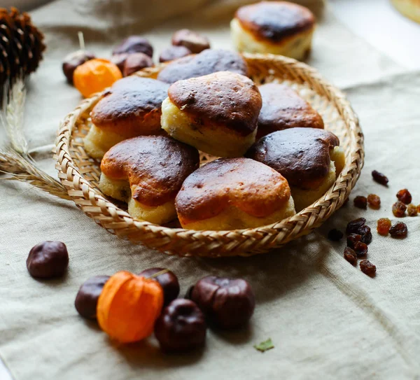 Pastelería Casera Con Requesón Sobre Fondo Lino — Foto de Stock