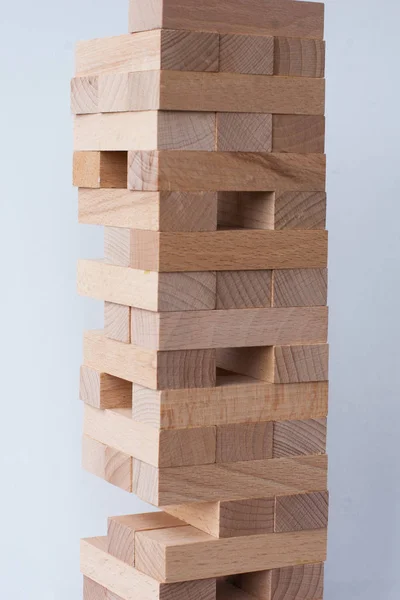 stock image Jenga game made of wooden blocks, isolated