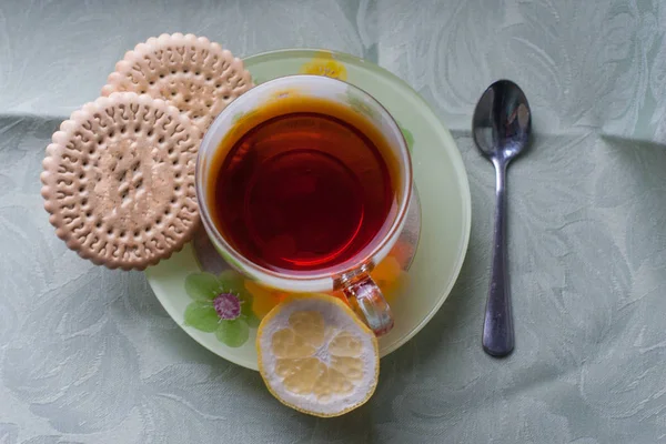 Cup Tea Biscuits — Stock Photo, Image