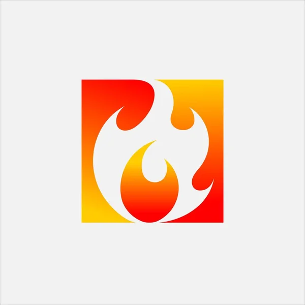 Logo Vettoriale Fuoco Quadrato — Foto Stock