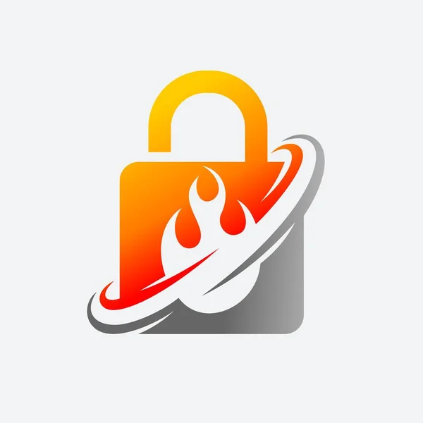 Fire Lock Vector Logo — Stock Photo, Image