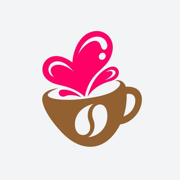 Kawa Wektor Logo Miłość — Zdjęcie stockowe
