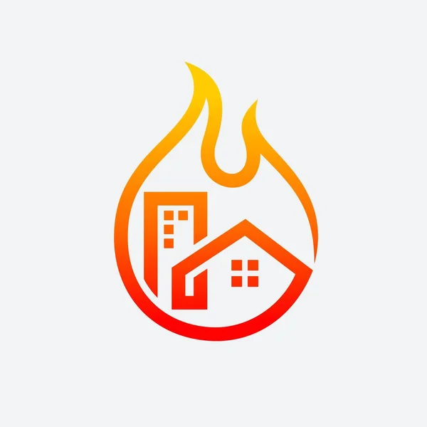 Incendio Ciudad Vector Logo — Foto de Stock