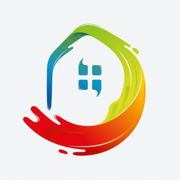 Schilderen Huis Vector Logo — Stockfoto