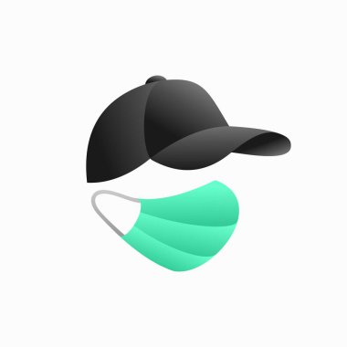 tıbbi maske vektörü ve şapka vektörü çizimi