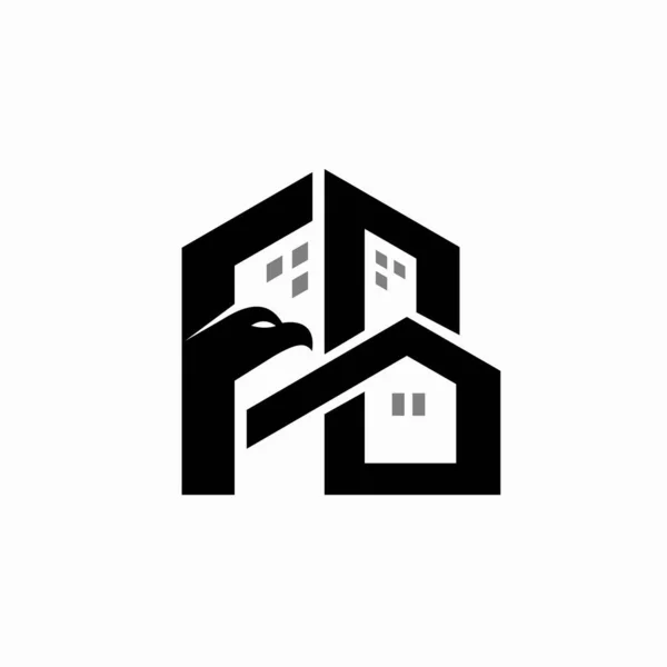 Conception Logo Bâtiment Falcon Lettre Logo — Image vectorielle