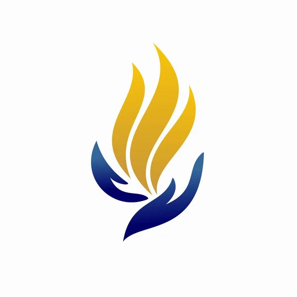 火と手のベクトルランタンケアのロゴデザイン — ストックベクタ
