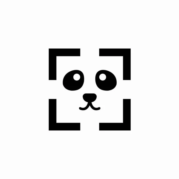 Panda Mit Kamera Vektorlogo — Stockvektor