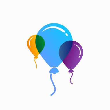 Şeffaf arkaplanda izole edilmiş renkli balonlar