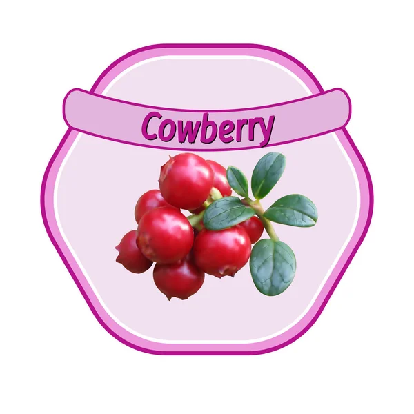 Label Cowberry, ilustrasi vektor - Stok Vektor