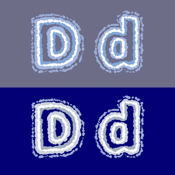 Vektorbuchstabe d auf grauem und blauem Hintergrund — Stockvektor
