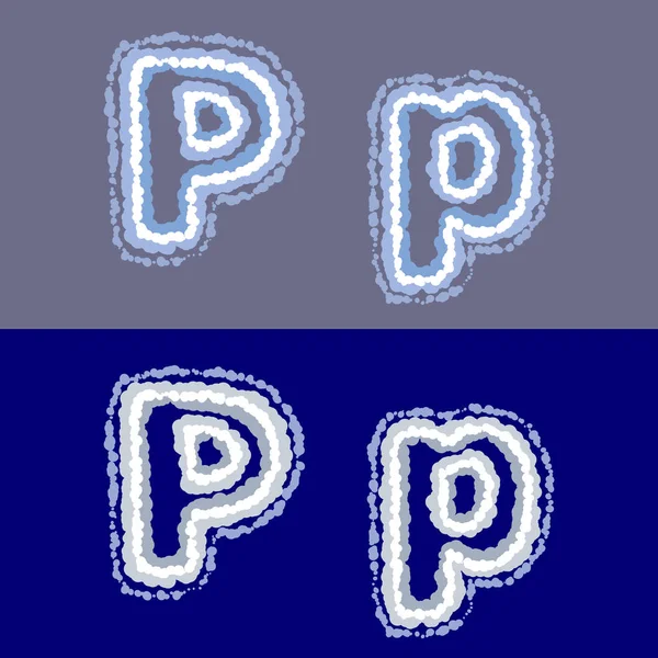 Vector letter P on grey and blue background — Stock Vector