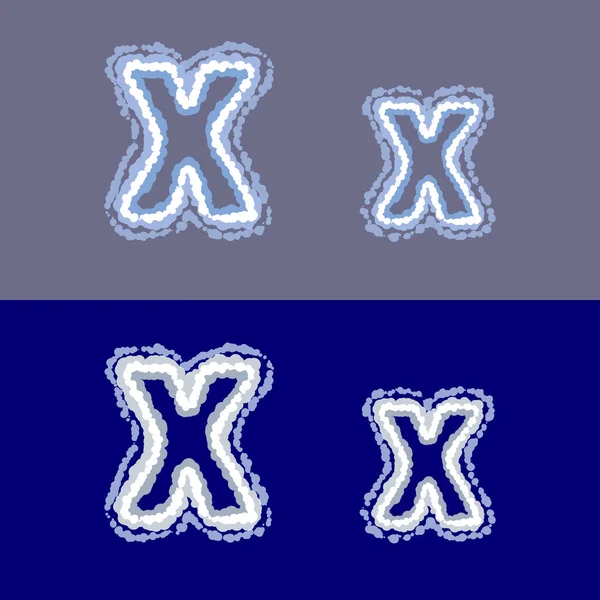 Lettre vectorielle X sur fond gris et bleu — Image vectorielle