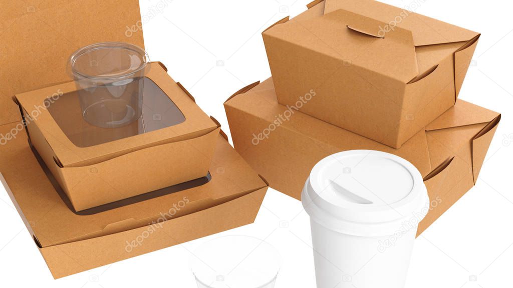 Packaging food box cardboard brown, close view