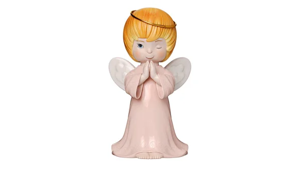 Cute angel sculpture, front view Stock Image