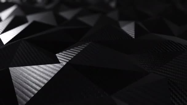 Uhlík černý trojúhelníkový polygonální geometrické pozadí smyčka — Stock video