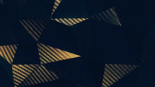 Carbon guld triangulära polygonal närbild bakgrund loop — Stockvideo