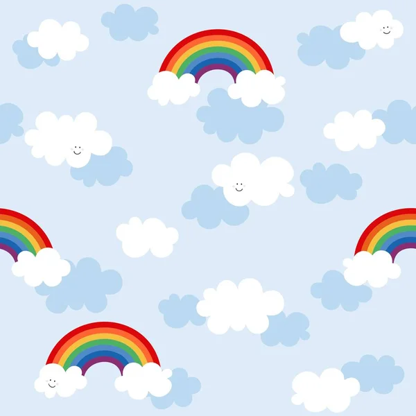 青い空のカラフルな虹乱雑なシームレスベクトルパターン — ストックベクタ