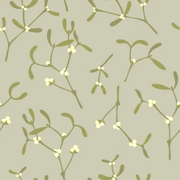 木本树枝与浆果凌乱无缝模式橄榄背景 — 图库矢量图片