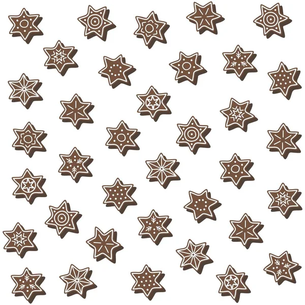 Messy Star Shaped Gingerbread Cookies Isolated Vector Holiday Seamless Pattern — Stock Vector