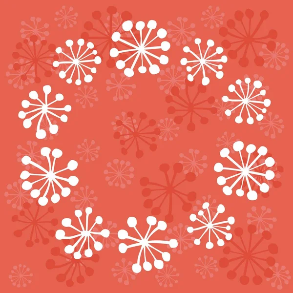Dandelion Wreath Coral Background Monochrome Graphic Spring Summer Autumn Seamless — Stock Vector