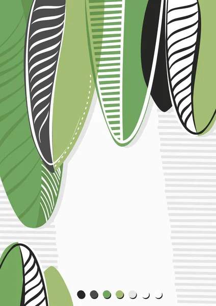 Banane Tropicale Laisse Verticale Moderne Vert Gris Blanc Illustration Carte — Image vectorielle