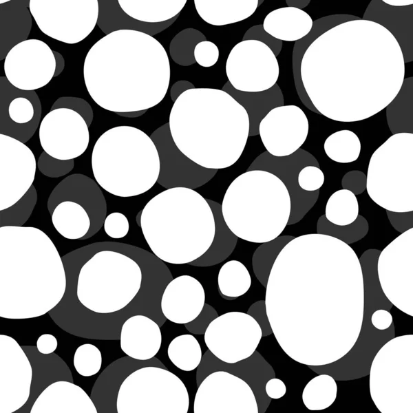 ドットや楕円でシームレスなパターンを抽象化 ミニマルなスタイル ベクトルイラスト 暗い背景に黒と白 — ストックベクタ