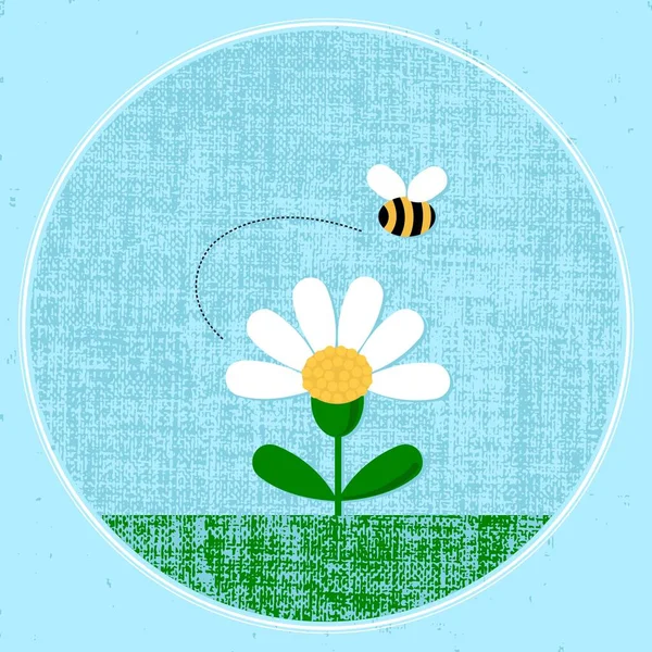 Margarita Plana Ilustración Vectores Abejas Elemento Central Redondo Con Flor — Archivo Imágenes Vectoriales