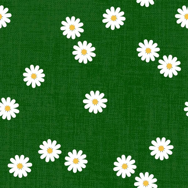 Flat Daisy Seamless Pattern Repeatable Vector Background Tiny Chamomile Flowers — Stock Vector