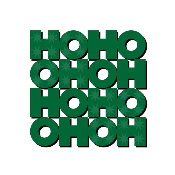 ホーホー サンタクロースは冬の休日と言ってクリスマスのベクトル季節グリーティングカード緑の文字と白の背景に星のパターン — ストックベクタ