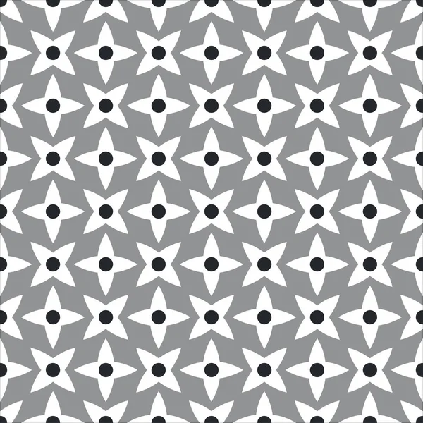 Nahtloses Muster Geometrischen Stern Punkt Vektor Damast Stil Grau Schwarz — Stockvektor
