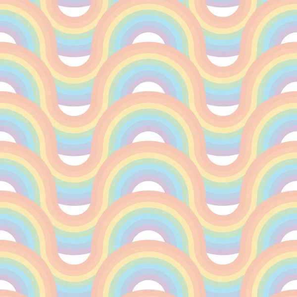 波浪形彩虹 白色背景 简单无缝的纺织品 墙纸和网页设计的水平行彩线 — 图库矢量图片