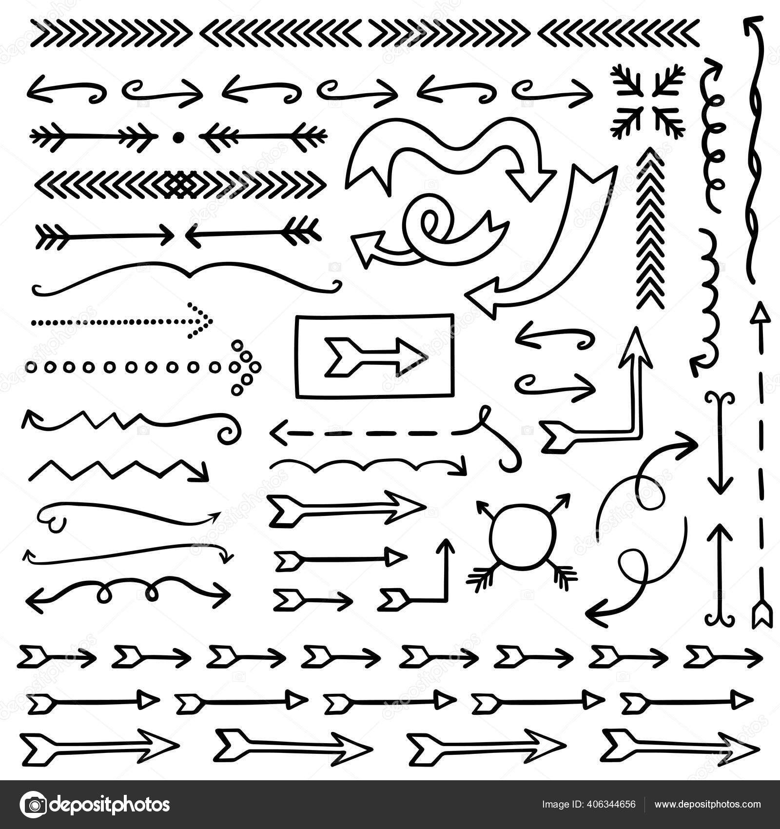 Hand Drawn Arrows Arrow Dividers Bullet Journal Web Visual Note 