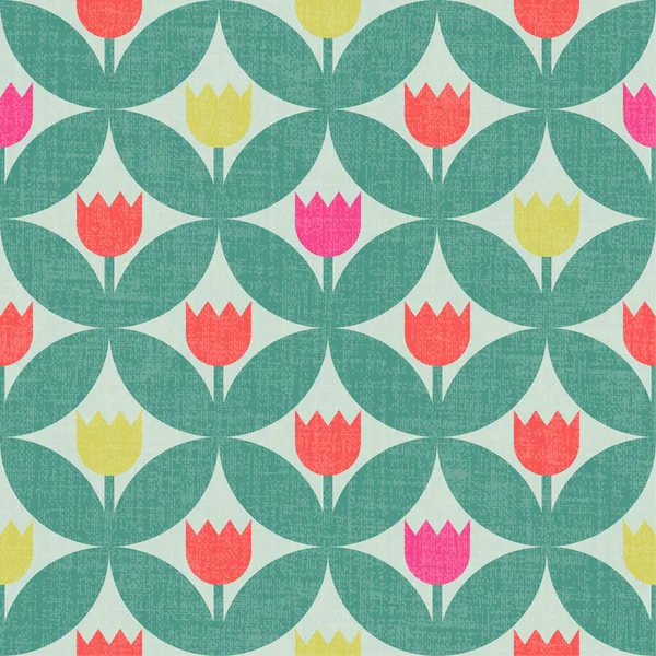 Feuilles Géométriques Prairie Colorées Motif Sans Couture Fleurs Fond Vectoriel — Image vectorielle