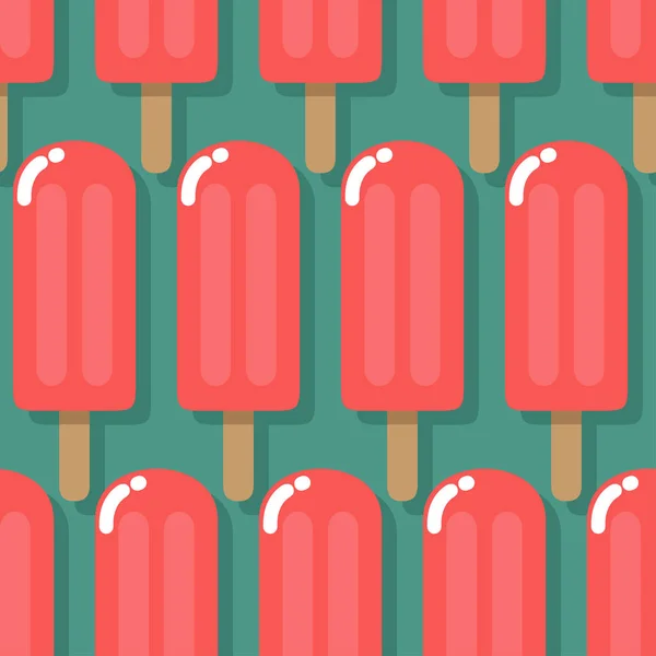 Rouge Rose Pastèque Fraise Framboise Popsicles Rangées Horizontales Été Cool — Image vectorielle