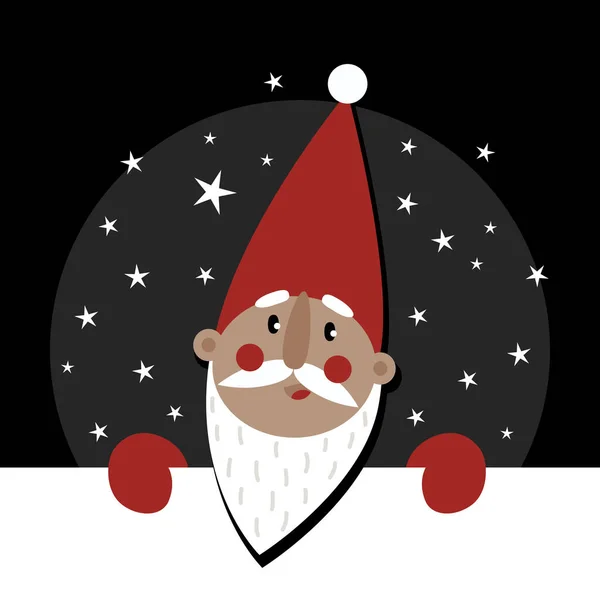 Санта Клаус Ночном Небе Плакат Центральной Части Сезонный Рождественский Зимний — стоковый вектор